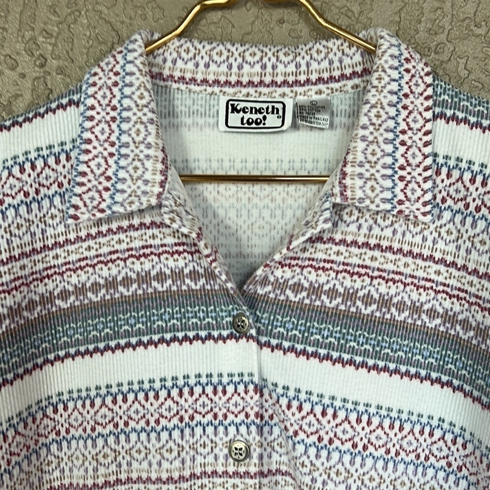 Vintage Kenneth Too Printed Corduroy Button Down Shirt Jacket - Picture 2 of 9